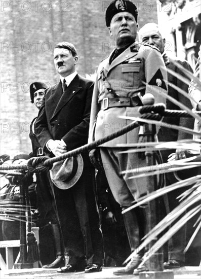 Hitler's visit in Italy. Hitler and Mussolini in Venice