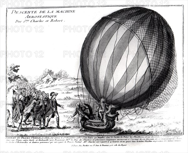 Descente du ballon à gaz gonflé à l'hydrogène