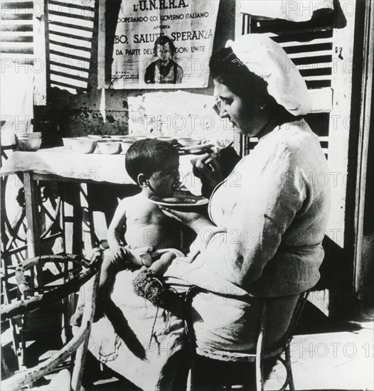 Action de l'UNRRA en Italie entre 1945 et 1948.