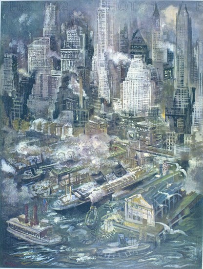 Grosz, Manhattan Harbor