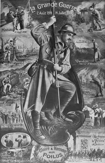 Poster "Glory and honour to the Poilus [French soldiers]"