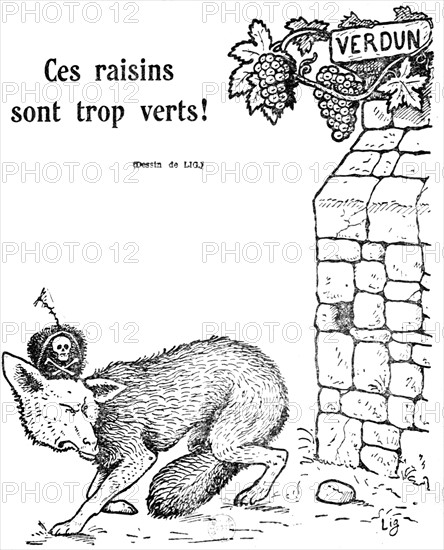 Caricature sur la bataille de Verdun.