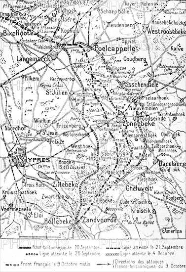 Carte de la première bataille d'Ypres