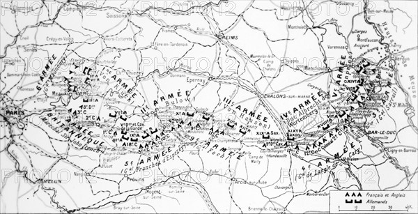 Carte de la première bataille de la Marne