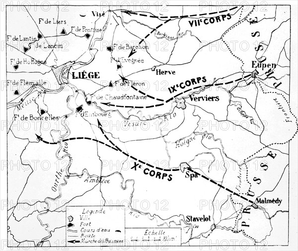Carte de la bataille de Liège