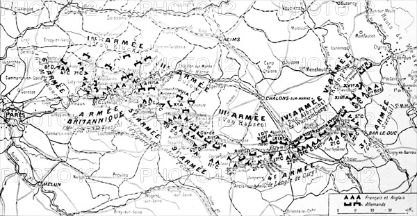 Carte de la situation des armées le 9 septembre 1914