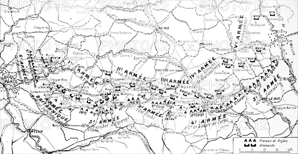 Carte de la situation des armées le 5 septembre 1914