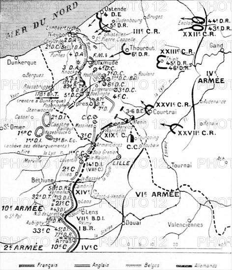 Map of the locations of the army on 17th october 1914