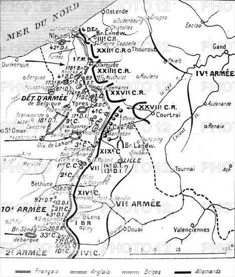 Map of the Franco-Belgian-British and German Frontlines