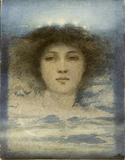 Anonyme, Visage de femme parmi les vagues