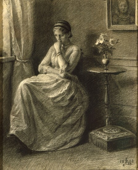 Zahrtmann, Pensive woman in interior