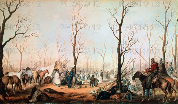 Anonyme, Bivouac des Cosaques aux Champs Elysées, 1814