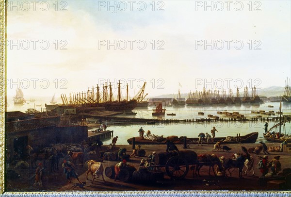 Vernet, Troisième vue de Toulon, vue du vieux port, prise du côté des magasins au vivres (détail)