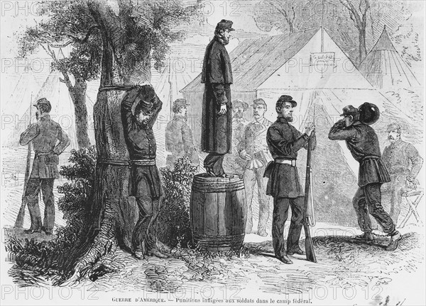 The Civil War: Punishments inflicted to soldiers in the Confederate camp.