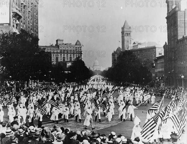 Ku Klux Klan marching in Washington, D.C. 1926.