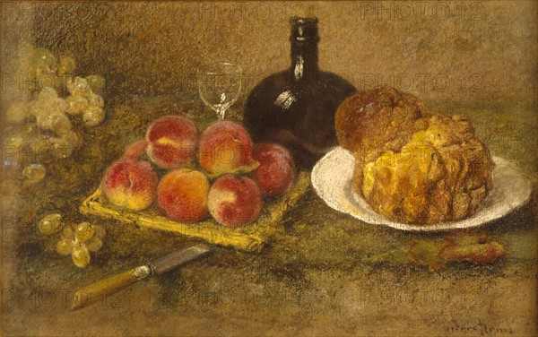 Prins, Still life with peaches and cake