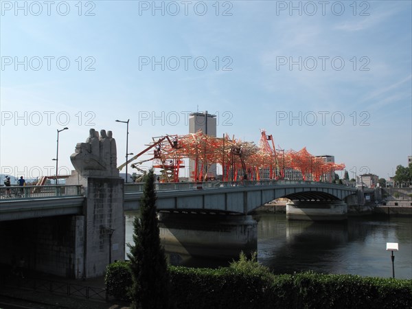 Boieldieu bridge in Rouen with the Arne Quinze installation