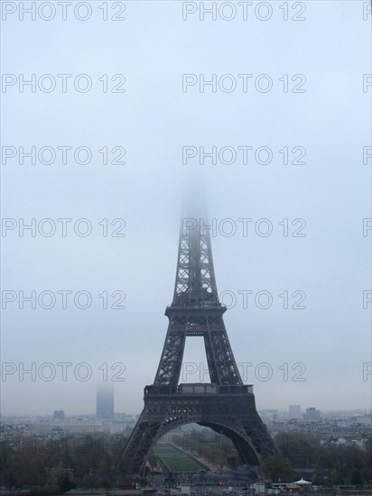 The Eiffel Tower, fog