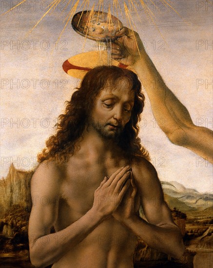 Verrocchio et De Vinci, Le Baptême du Christ (détail)