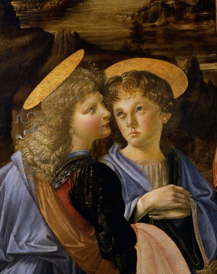 Verrocchio et De Vinci, Le Baptême du Christ (détail)
