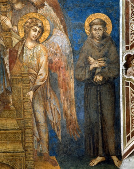 Cimabue, Madonna enthroned with Child surrounded by Saint Francis and Angels (detail)