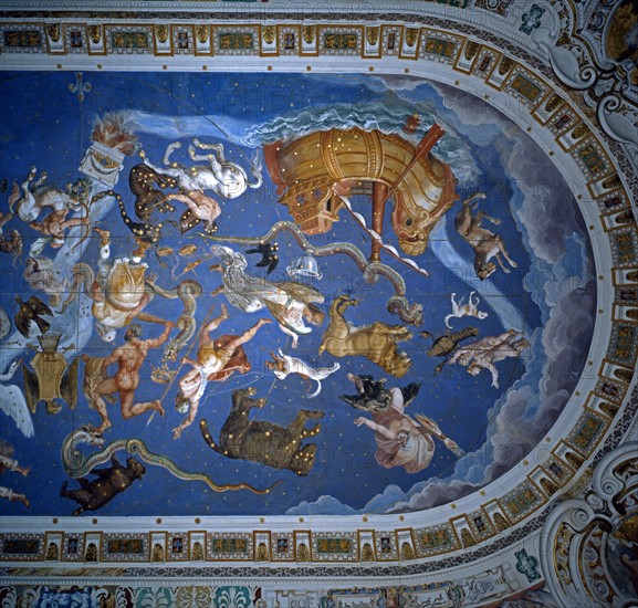 Varese, De Vecchi and Da Reggio, Ceiling mural depicting constellations and signs of the zodiac (detail)