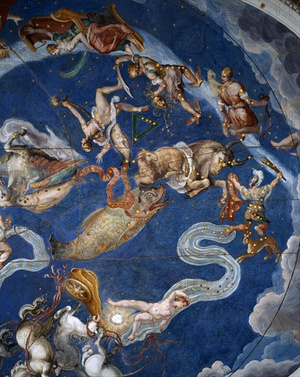 Varese, De Vecchi and Da Reggio, Ceiling mural depicting constellations and signs of the zodiac (detail)