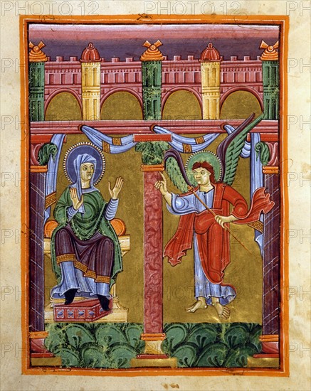 Gospel book from the Reichenau school, The Annunciation