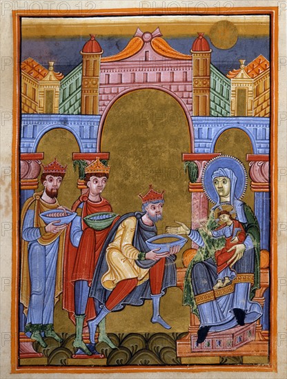 Gospel book from the Reichenau school, The Adoration of the Magi (Wise men)