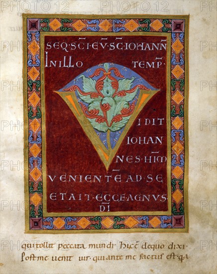 Gospel book from the Reichenau school, Initial letter "V"