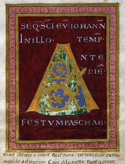 Gospel book from the Reichenau school, Initial letter "A"