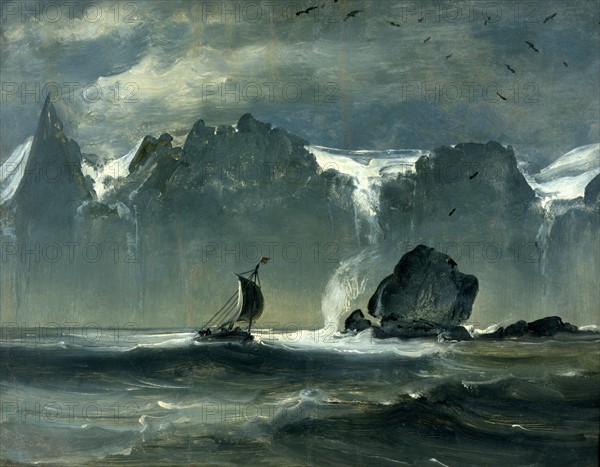 Balke, "Otring" boat under the Seven Sisters mountain range