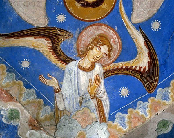 Angels on the central vault of the Marienberg crypt