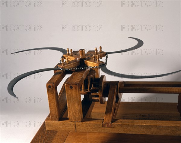 Maquette d'une machine de guerre dessinée par Léonard de Vinci (détail)