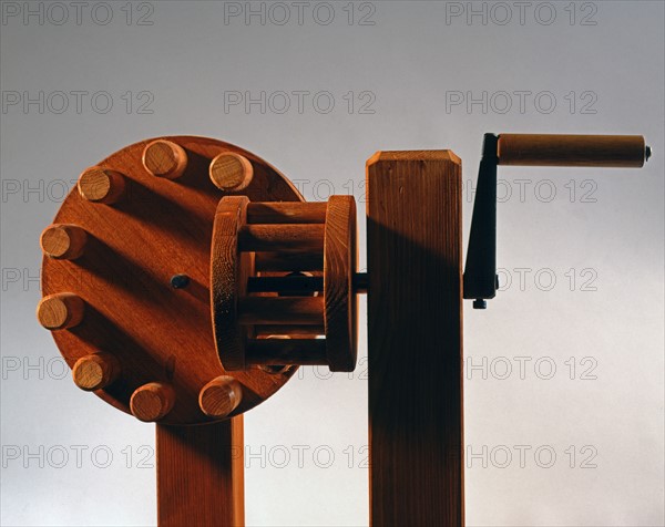 Maquette d'une machine dessinée par Léonard de Vinci