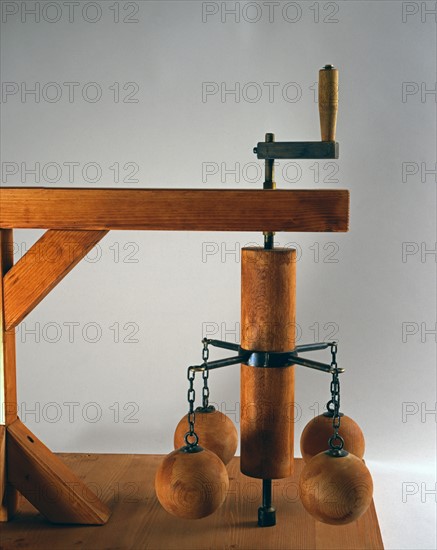 Maquette d'une machine dessinée par Léonard de Vinci