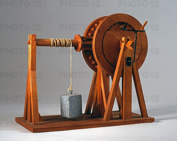 Model of a machine designed by Leonardo Da Vinci