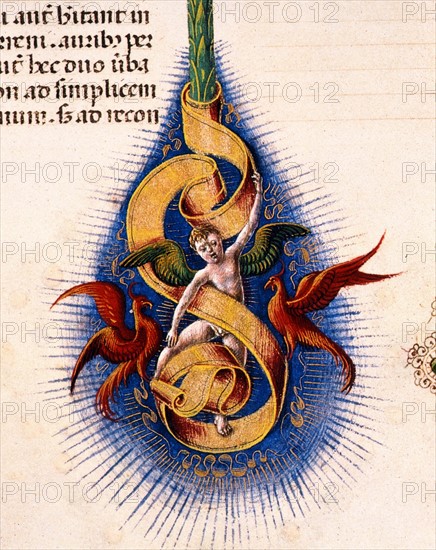 Bible de Borso d'Este, Un ange entre deux griffons