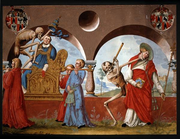 Kauw, La Danse des Morts : la Mort, le pape et le cardinal