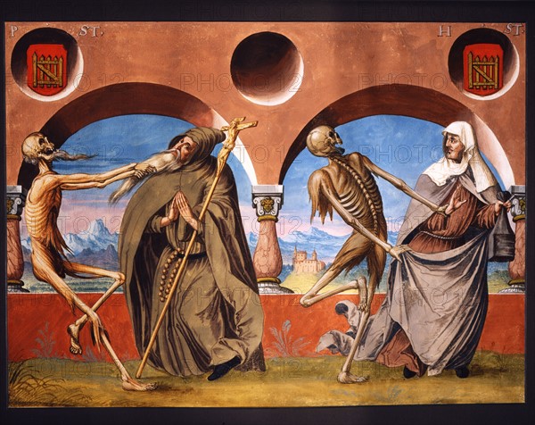 Kauw, The Dance of the Death cycle: Death with the Hermit and the Beguine