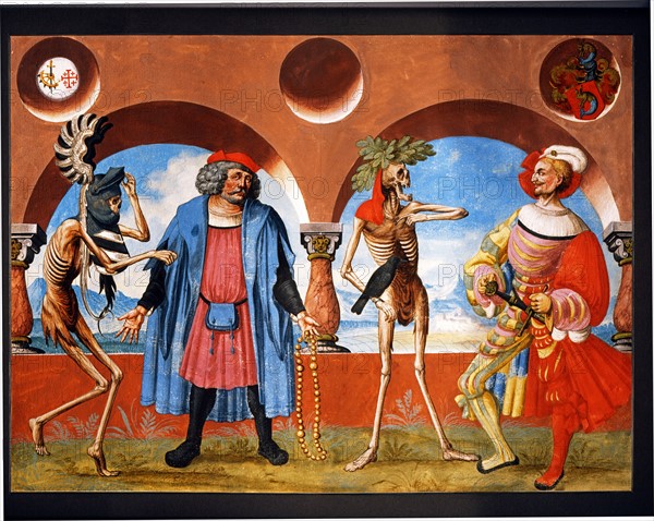 Kauw, The Dance of the Death cycle: Death with the Head of the governement and the Noble of Bern