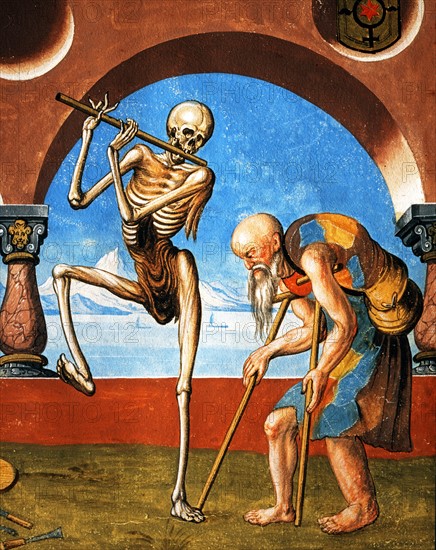 Kauw, La Danse des Morts : la Mort avec l'artisan et le mendiant (détail)