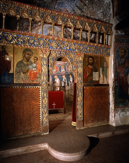 Intérieur de l'église du monastère Agios Nicolaos Tis Stegis à Chypre