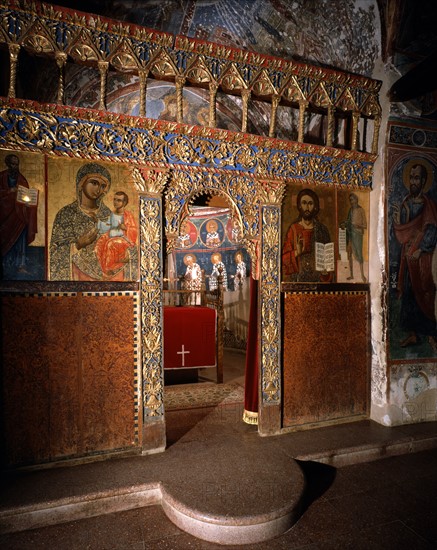 Inside the church of the Agios Nicolaos Tis Stegis monastery in Cyprus