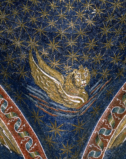 Detail of the Mausoleum of Galla Placidia: winged lion