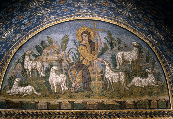 Mausoleum of Galla Placidia in Ravenna : lunette of the Good Shepherd