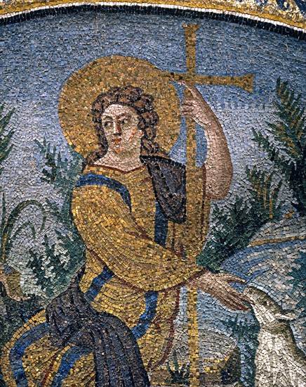 Mausoleum of Galla Placidia in Ravenna : the lunette of the Good Shepherd (detail)