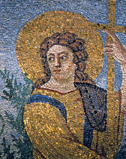 Mausoleum of Galla Placidia in Ravenna : the lunette of the Good Shepherd (detail)