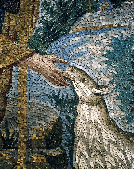 Mausoleum of Galla Placidia in Ravenna : the lunette of the Good Shepherd (detail)