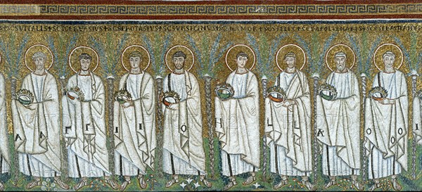 Basilique Sant'Apollinare Nuovo à Ravenne : la procession des Saints Martyrs